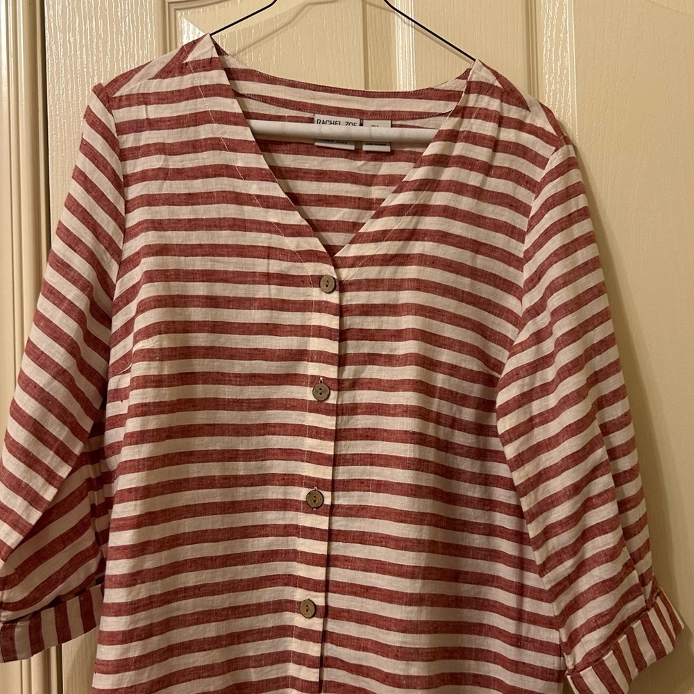 Rachel Zoe Red and White Striped Button-Down Shirt